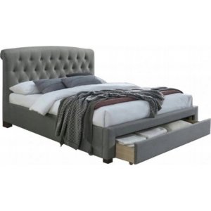 Hewie Bett mit Stauraum - Grau/Walnuss + Mbelpflegeset fr Textilien