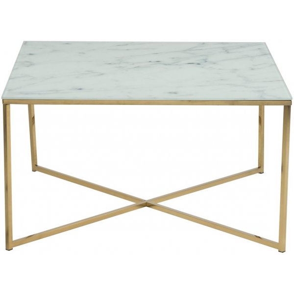 Alisma Couchtisch 80x80 cm - Weier Marmor/Gold