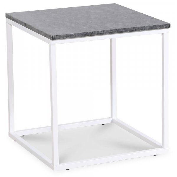 Accent Lampentisch 50x50 cm - Grauer Marmor / Wei