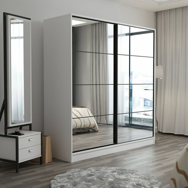 Kapusta Kleiderschrank mit Spiegelt�ren, 180 cm - Wei�