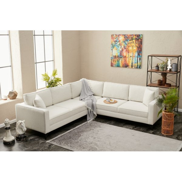 Ecksofa Berlin - Cremeweiß/Schwarz Ecksofa Berlin - Cremeweiß/Schwarz