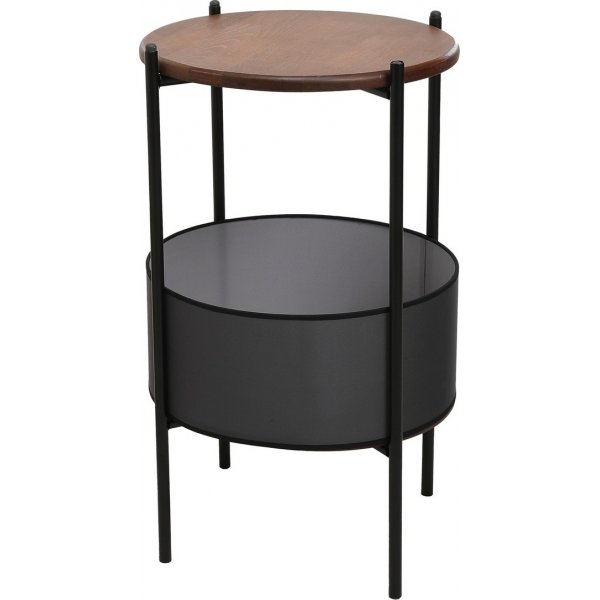 Pergo Beistelltisch mit Korb 40 cm - Schwarz/Walnuss