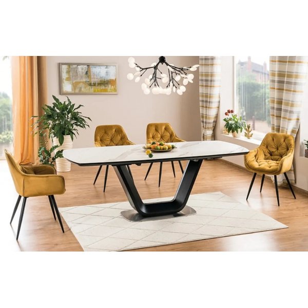 Bumbi Esstisch 160-220 cm - Weiß/Schwarz Bumbi Esstisch 160-220 cm - Weiß/Schwarz