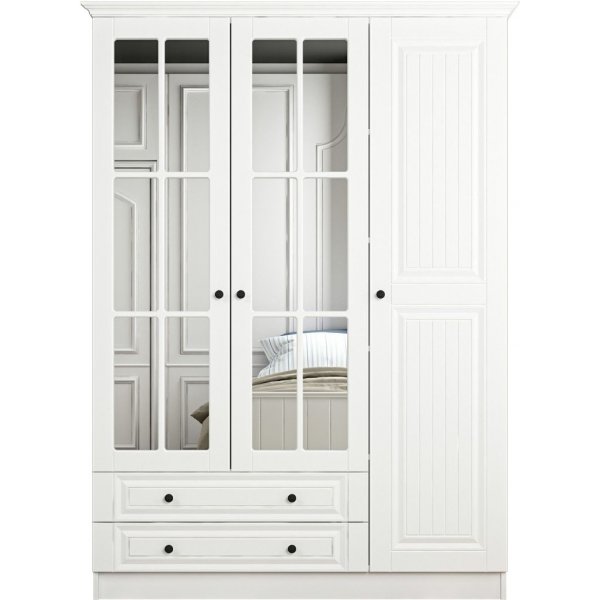 Capeto Kleiderschrank mit Spiegeltren, 135 cm - Wei