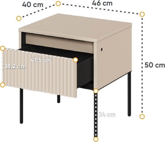 Trend-Nachttisch - Beige/Schwarz