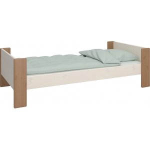 Fr Kinder Einzelbett 90 x 200 cm - Wei/Grau/Braun