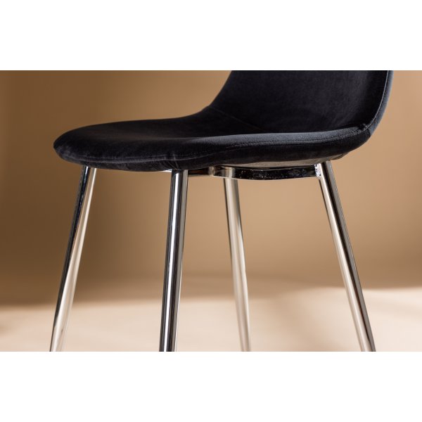 Bridge Esszimmerstuhl - Schwarzer Samt/Chrom