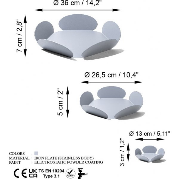 Dekorative Schale Rodos - Hellgrau Dekorative Schale Rodos - Hellgrau