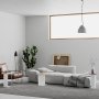 Mund Tisch 51 x 13 cm - Wei/Eiche/Trkis