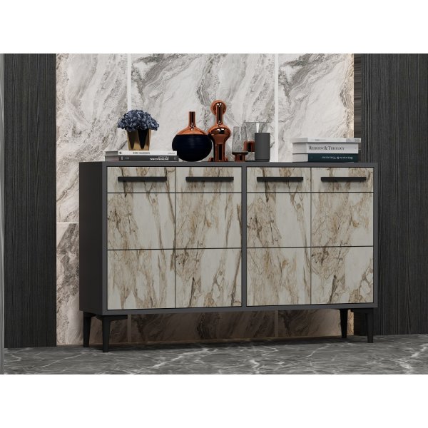Stria Sideboard - Anthrazit/Marmor