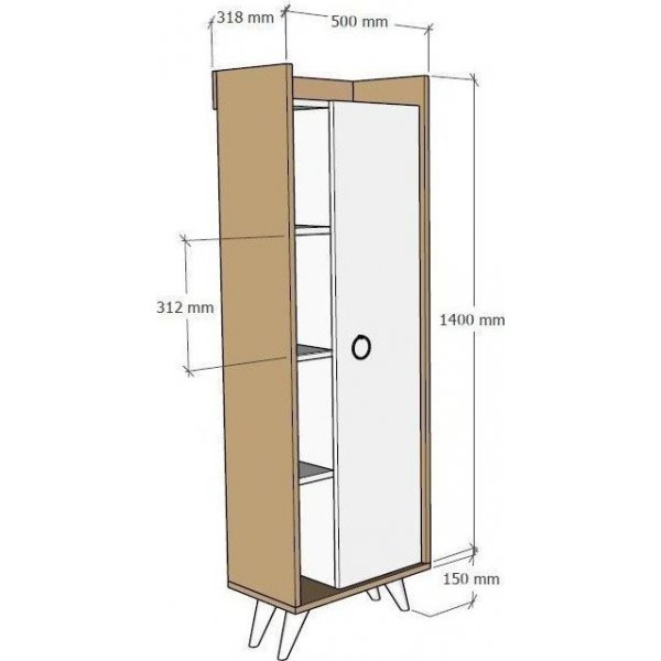 Ilgim Schrank - Eiche/wei�