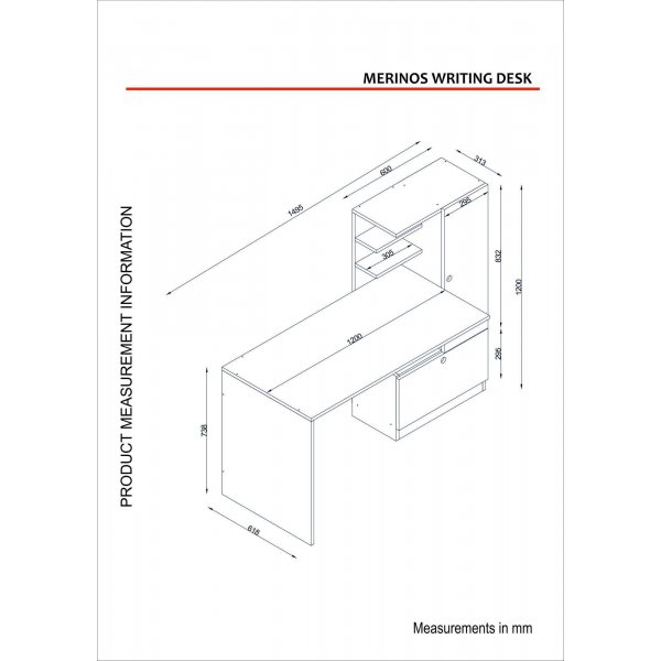 Merino-Schreibtisch 120 x 61,8 cm - Weiß Merino-Schreibtisch 120 x 61,8 cm - Weiß
