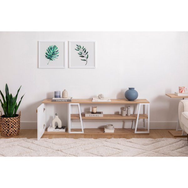 Lissa TV-Stnder 160 cm - Saphireiche/Wei