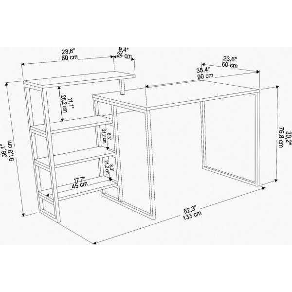 Rino Schreibtisch 133 x 60 cm - Gold