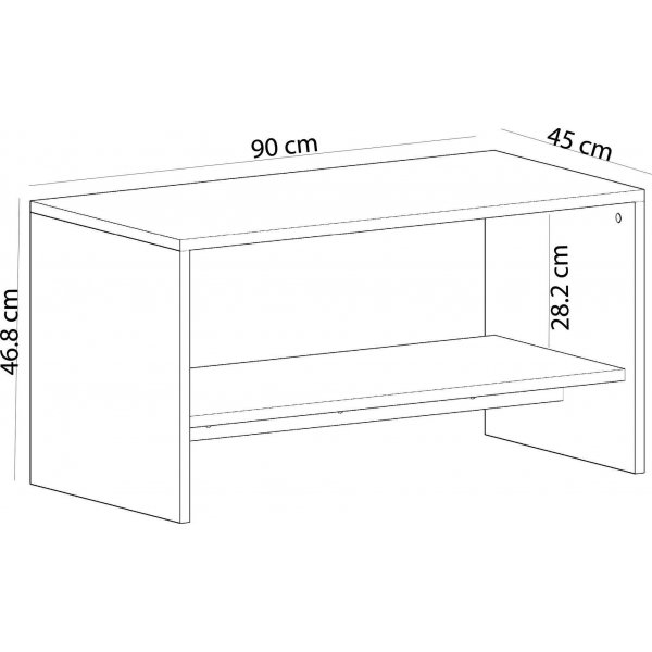 Apollon Couchtisch 90 x 45 cm - Schwarzer Marmor/Saphir/Eiche