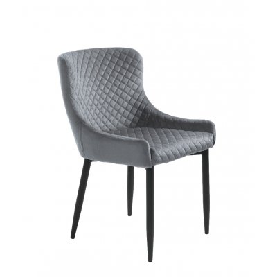 Bernt Stuhl aus grauem Samt mit Rautenmuster
