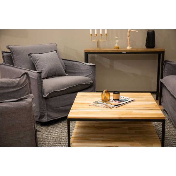 Edda Couchtisch - Schwarz / Naturholz