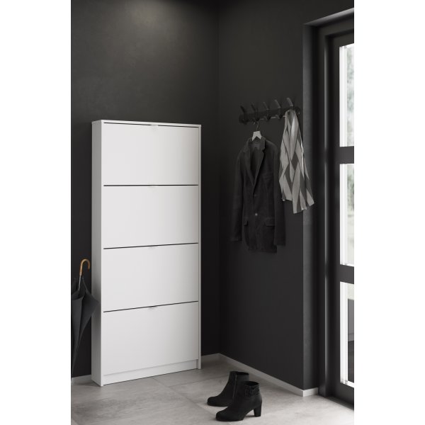 Schuhschrank mit 4 Fächern - Weiß Schuhschrank mit 4 Fächern - Weiß