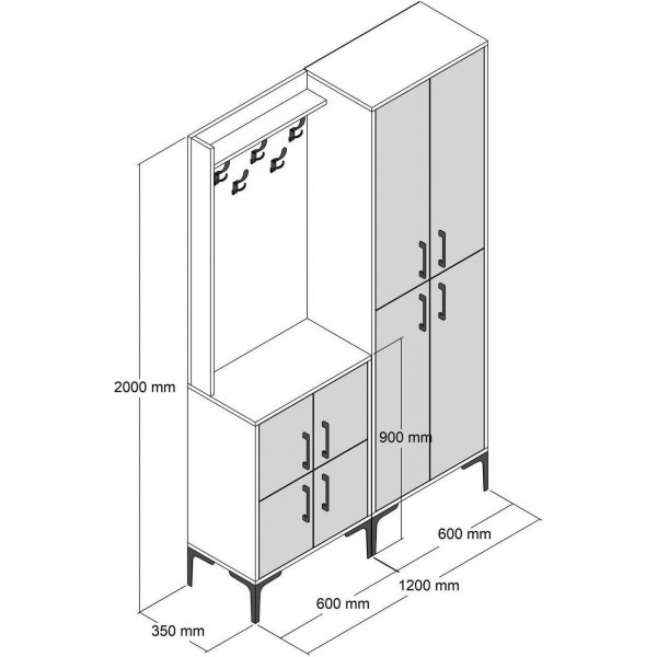 Berliner Garderobenmbel ba - Nussbaum/wei