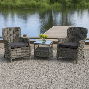Balkonset mit 2 Stühlen und Tisch 48 x 48 cm grau/Rattan - Tor/Jacksonville Balkonset mit 2 Stühlen und Tisch 48 x 48 cm grau/Rattan - Tor/Jacksonville