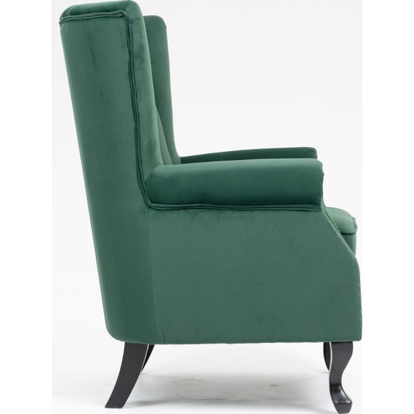 Ohrenklappensessel aus grünem Samt + Möbelreinigung Ohrenklappensessel aus grünem Samt + Möbelreinigung