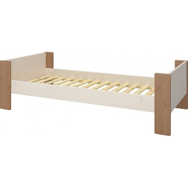 Fr Kinder Einzelbett 90 x 200 cm - Wei/Grau/Braun