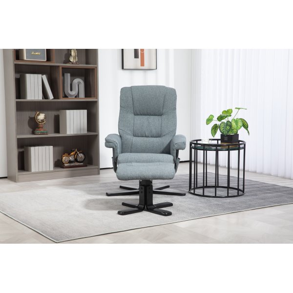 Relaxsessel mit Fuhocker grau - Oslo