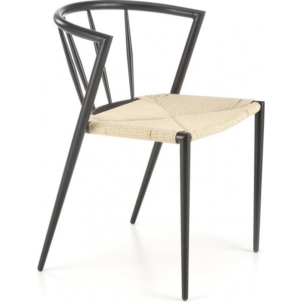 Stapelbarer schwarzer Esszimmerstuhl Cadeira 515 mit Seilsitz Stapelbarer schwarzer Esszimmerstuhl Cadeira 515 mit Seilsitz