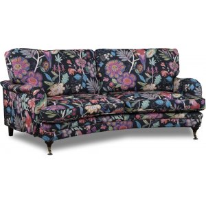 Spirit 3-Sitzer gebogenes Howard-Sofa aus Stoff mit Blumenmuster - Eden Parrot Black