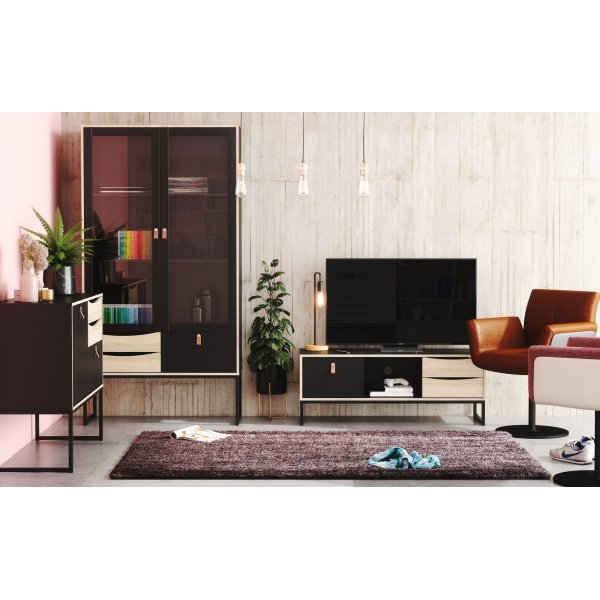 Stoppelvitrine - Schwarz/Eiche