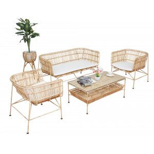 Gartenmöbelgruppe Galice aus Rattan - Natur/Metall Gartenmöbelgruppe Galice aus Rattan - Natur/Metall