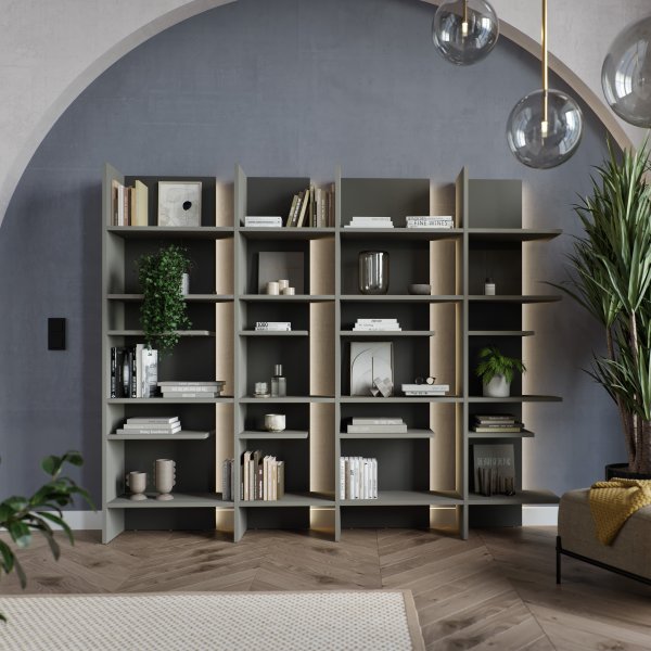 Tiefes Regal mit LED-Beleuchtung links - Grau Tiefes Regal mit LED-Beleuchtung links - Grau