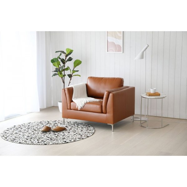 Sessel cognacfarbenes Kunstleder - Cansas + Fleckentferner fr Mbel