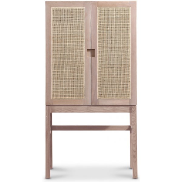 Ebener Schrank in Wei mit Rattantren