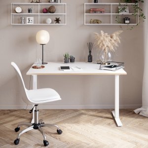Elektrisch verstellbarer Wedge-Schreibtisch aus weißem HPL