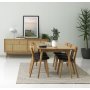 Yuma-Sideboard aus gelter Eiche mit Rattandetails und Schiebetren