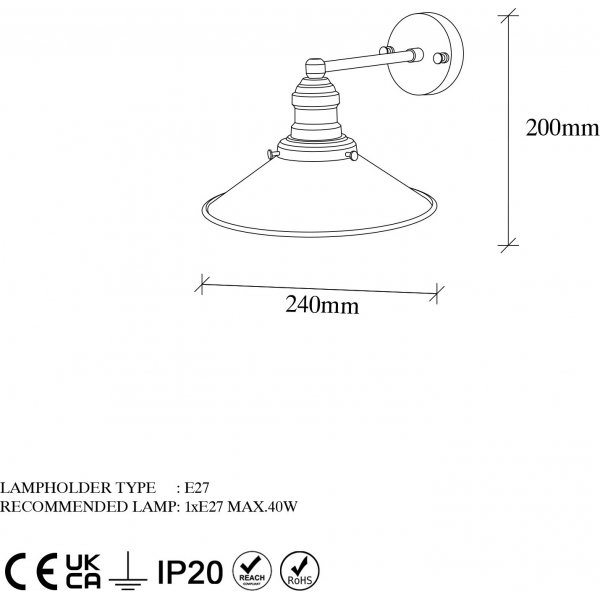 Konische Wandlampe 12196 - Gold