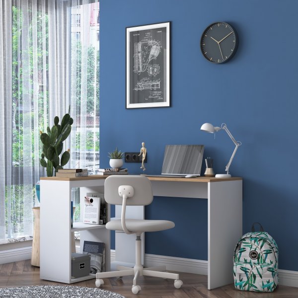 Haylie Eckschreibtisch 120x50 cm - Eiche/wei