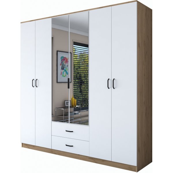 Bardo Kleiderschrank 210 x 51,5 x 210 cm - Walnuss/Wei
