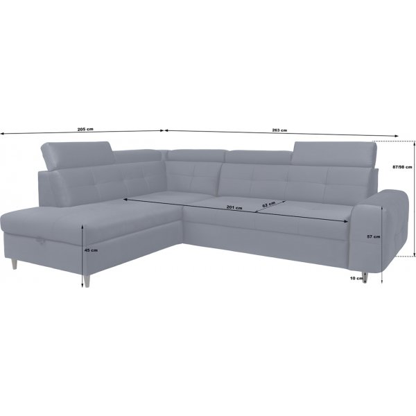 Matras Ecksofa mit offenem Ende links - Grau