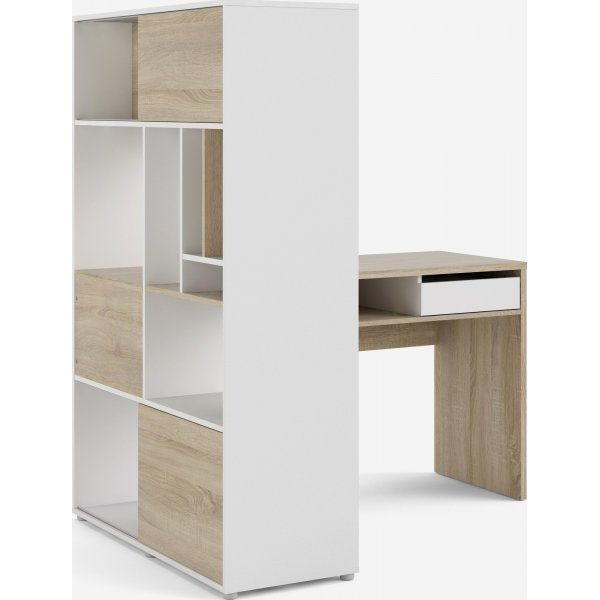 Function Plus Schreibtisch 135,2 x 100,2 x 153 cm - Wei/Eiche