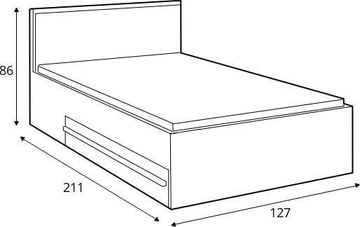 Bettgestell Plano 120 x 200 cm - Eiche Nash/Wei/Grau