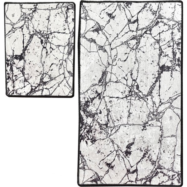 Badezimmerteppich aus Marmor - Weiß/Schwarz Badezimmerteppich aus Marmor - Weiß/Schwarz