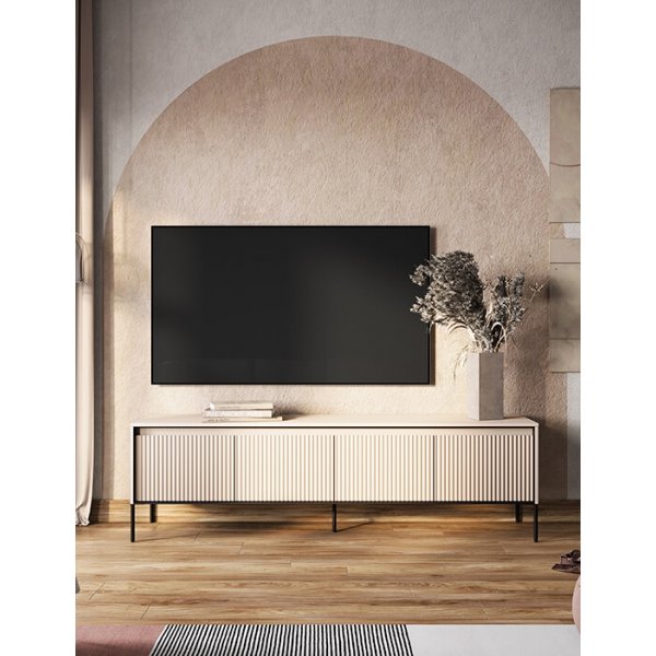 Medienbank mit LED - Beige/Schwarz Medienbank mit LED - Beige/Schwarz