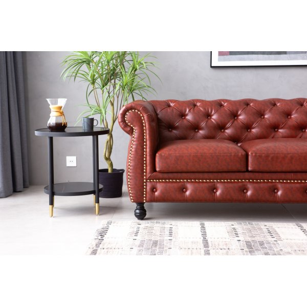 Chesterfield-Sofa, 3-Sitzer, braunes PU - Charles