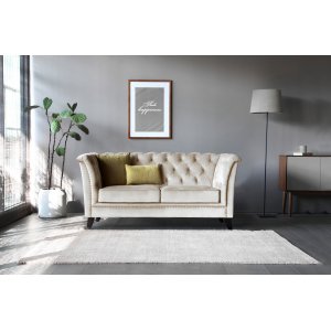 Milton Chesterfield 2-Sitzer - Beige Samt Milton Chesterfield 2-Sitzer - Beige Samt