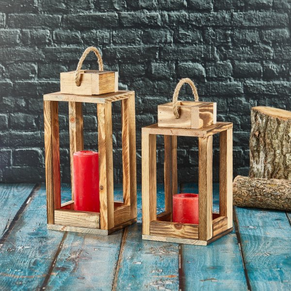 Doppelte Kerzenlaternen - Natur Doppelte Kerzenlaternen - Natur