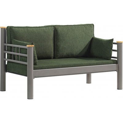 Kappis 2-Sitzer Outdoor-Sofa - Braun/Grn + Mbelpflegeset fr Textilien