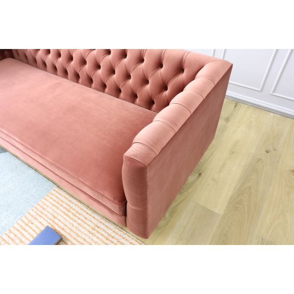 Toto 3-Sitzer-Sofa in Rosa mit goldenen Beinen