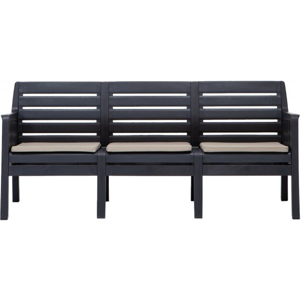 Loungegruppe Lara mit 3-Sitzer-Sofa, 2 Sesseln und Tisch - Anthrazit